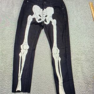 Forever 21 Black and White Skeleton Skinny Jeans